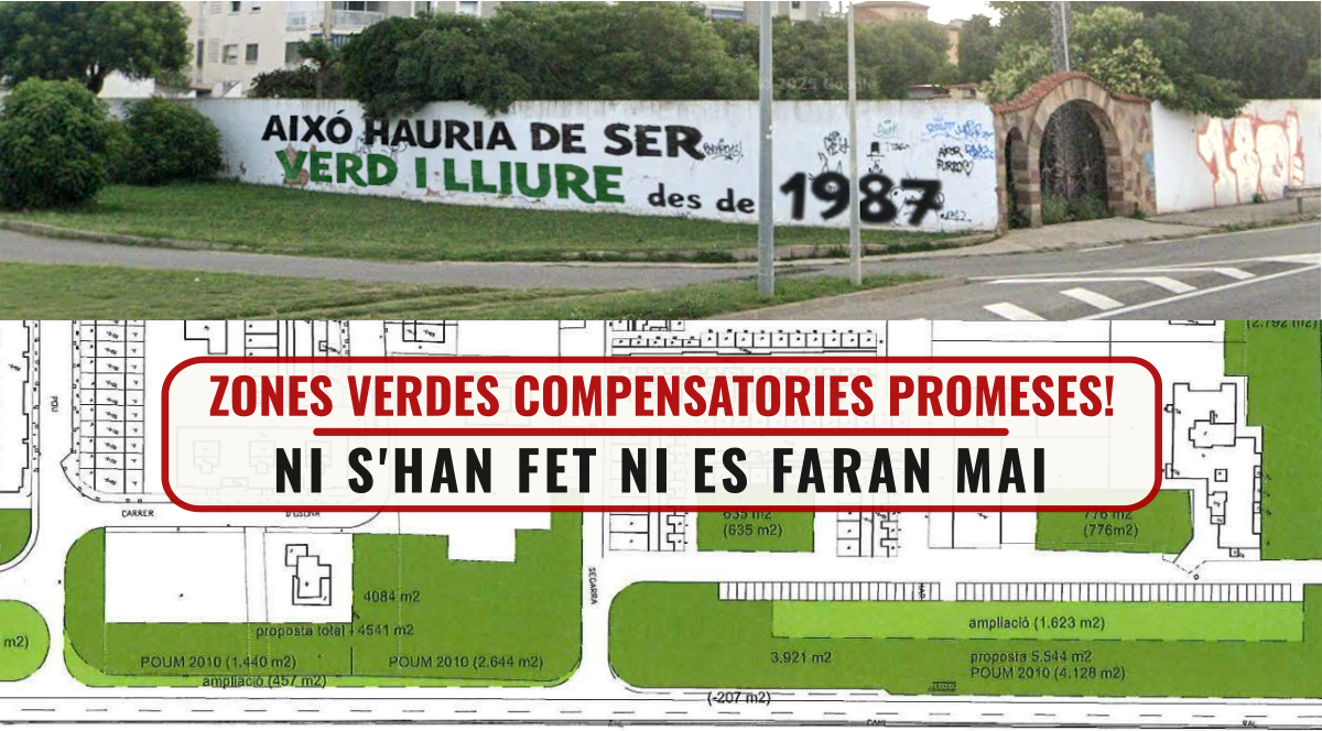 Plànol del còmput de zones verdes de l'avantprojecte amb dues àrees assenyalades